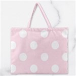 Polka Dots - White on Piggy Pink Zipper Large Tote Bag