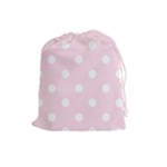 Polka Dots - White on Piggy Pink Drawstring Pouch (L)