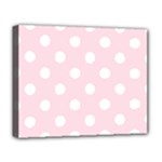Polka Dots - White on Piggy Pink Deluxe Canvas 20  x 16  (Stretched)