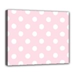 Polka Dots - White on Piggy Pink Deluxe Canvas 24  x 20  (Stretched)