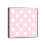 Polka Dots - White on Piggy Pink Mini Canvas 4  x 4  (Stretched)