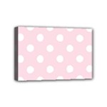 Polka Dots - White on Piggy Pink Mini Canvas 6  x 4  (Stretched)
