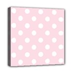 Polka Dots - White on Piggy Pink Mini Canvas 8  x 8  (Stretched)
