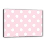 Polka Dots - White on Piggy Pink Canvas 18  x 12  (Stretched)
