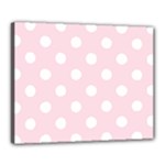 Polka Dots - White on Piggy Pink Canvas 20  x 16  (Stretched)