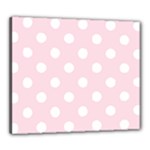 Polka Dots - White on Piggy Pink Canvas 24  x 20  (Stretched)