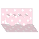 Polka Dots - White on Piggy Pink Twin Hearts 3D Greeting Card (8x4)