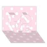 Polka Dots - White on Piggy Pink LOVE 3D Greeting Card (7x5)