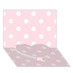 Polka Dots - White on Piggy Pink Heart Bottom 3D Greeting Card (7x5)