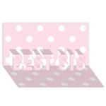 Polka Dots - White on Piggy Pink BEST SIS 3D Greeting Card (8x4)