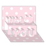 Polka Dots - White on Piggy Pink Miss You 3D Greeting Card (7x5)