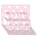 Polka Dots - White on Piggy Pink TAKE CARE 3D Greeting Card (7x5)