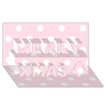 Polka Dots - White on Piggy Pink Merry Xmas 3D Greeting Card (8x4)