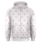 Polka Dots - Piggy Pink on White Men s Zipper Hoodie