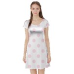 Polka Dots - Piggy Pink on White Short Sleeve Skater Dress