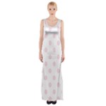 Polka Dots - Piggy Pink on White Maxi Thigh Split Dress