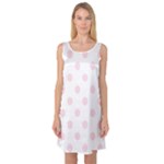 Polka Dots - Piggy Pink on White Sleeveless Satin Nightdress