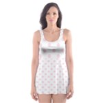 Polka Dots - Piggy Pink on White Skater Dress Swimsuit