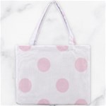 Polka Dots - Piggy Pink on White Mini Tote Bag