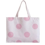 Polka Dots - Piggy Pink on White Zipper Mini Tote Bag