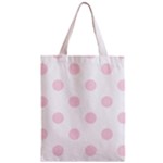 Polka Dots - Piggy Pink on White Zipper Classic Tote Bag