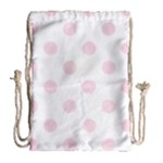 Polka Dots - Piggy Pink on White Drawstring Bag (Large)