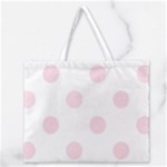 Polka Dots - Piggy Pink on White Zipper Large Tote Bag