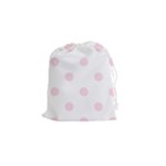 Polka Dots - Piggy Pink on White Drawstring Pouch (S)