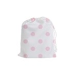 Polka Dots - Piggy Pink on White Drawstring Pouch (M)