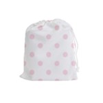 Polka Dots - Piggy Pink on White Drawstring Pouch (L)