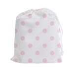 Polka Dots - Piggy Pink on White Drawstring Pouch (XXl)