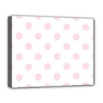 Polka Dots - Piggy Pink on White Deluxe Canvas 20  x 16  (Stretched)