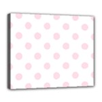 Polka Dots - Piggy Pink on White Deluxe Canvas 24  x 20  (Stretched)