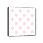 Polka Dots - Piggy Pink on White Mini Canvas 4  x 4  (Stretched)