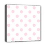 Polka Dots - Piggy Pink on White Mini Canvas 8  x 8  (Stretched)