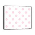 Polka Dots - Piggy Pink on White Canvas 10  x 8  (Stretched)