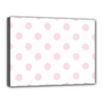 Polka Dots - Piggy Pink on White Canvas 16  x 12  (Stretched)