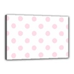 Polka Dots - Piggy Pink on White Canvas 18  x 12  (Stretched)