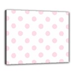 Polka Dots - Piggy Pink on White Canvas 20  x 16  (Stretched)