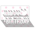 Polka Dots - Piggy Pink on White Happy Birthday 3D Greeting Card (8x4)