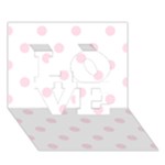 Polka Dots - Piggy Pink on White LOVE 3D Greeting Card (7x5)