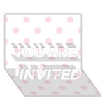 Polka Dots - Piggy Pink on White YOU ARE INVITED 3D Greeting Card (7x5)