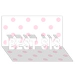 Polka Dots - Piggy Pink on White BEST SIS 3D Greeting Card (8x4)
