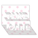 Polka Dots - Piggy Pink on White TAKE CARE 3D Greeting Card (7x5)