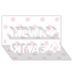 Polka Dots - Piggy Pink on White Merry Xmas 3D Greeting Card (8x4)