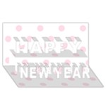 Polka Dots - Piggy Pink on White Happy New Year 3D Greeting Card (8x4)