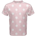 Polka Dots - White on Pale Pink Men s Cotton Tee