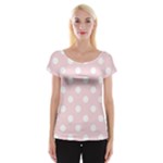 Polka Dots - White on Pale Pink Women s Cap Sleeve Top