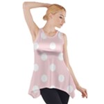Polka Dots - White on Pale Pink Side Drop Tank Tunic