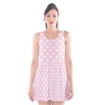 Polka Dots - White on Pale Pink Scoop Neck Skater Dress